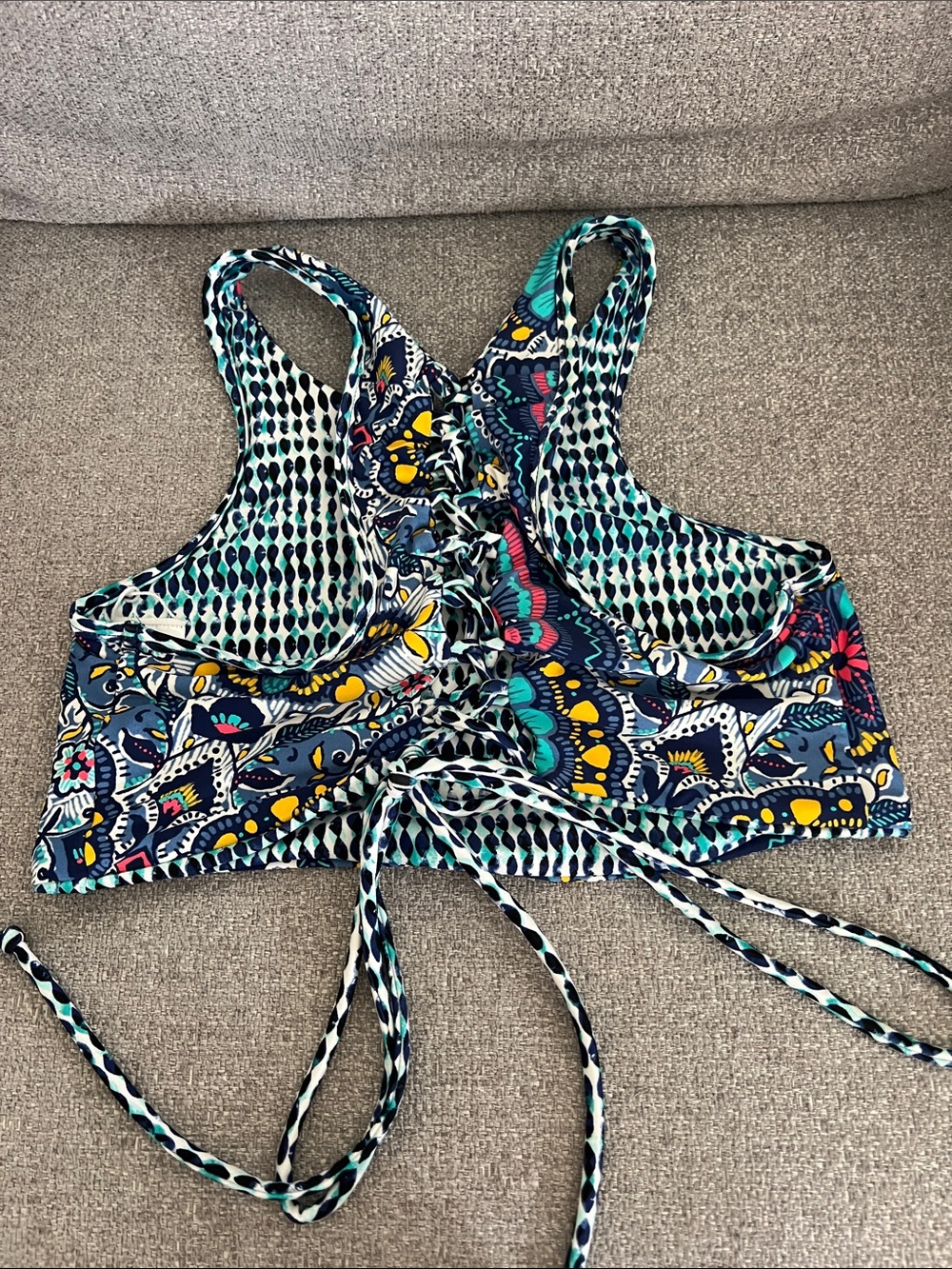 Body Glove Navy Floral High-Neck Reversible Bikini Set - Picture 2 of 6